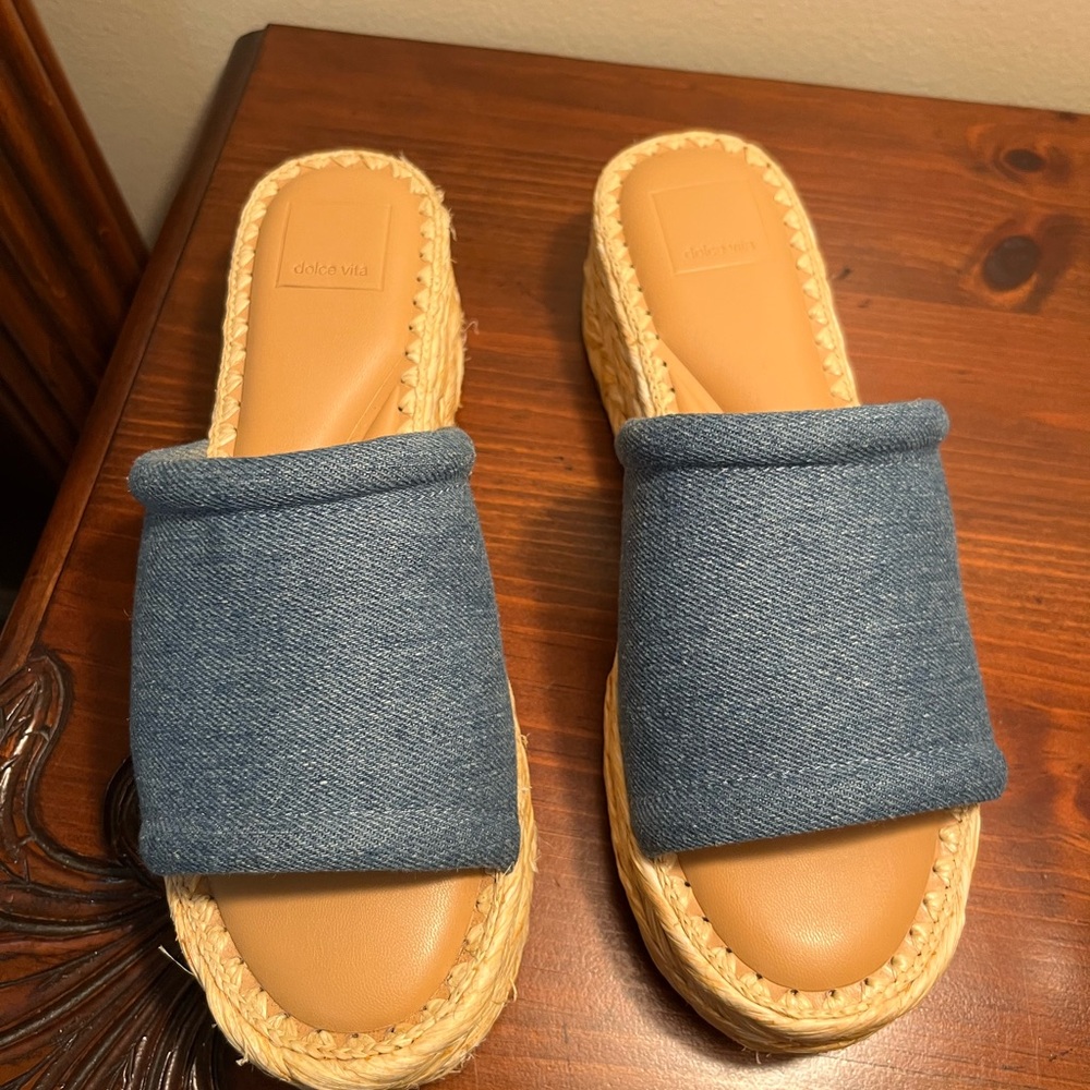Dolce Vita denim slides 8.5